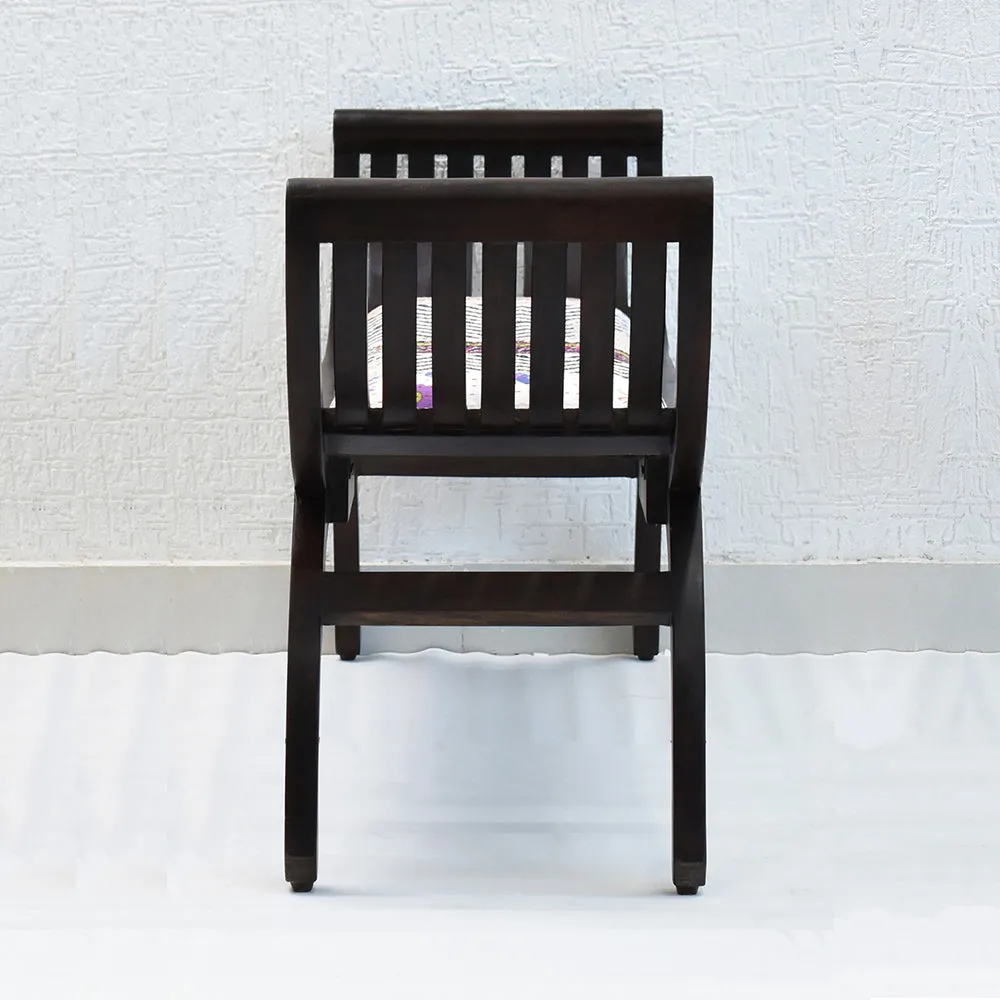 Senate Dark Brown Sheesham Wood With White Kantha Gudri patchwork Settee Sofa