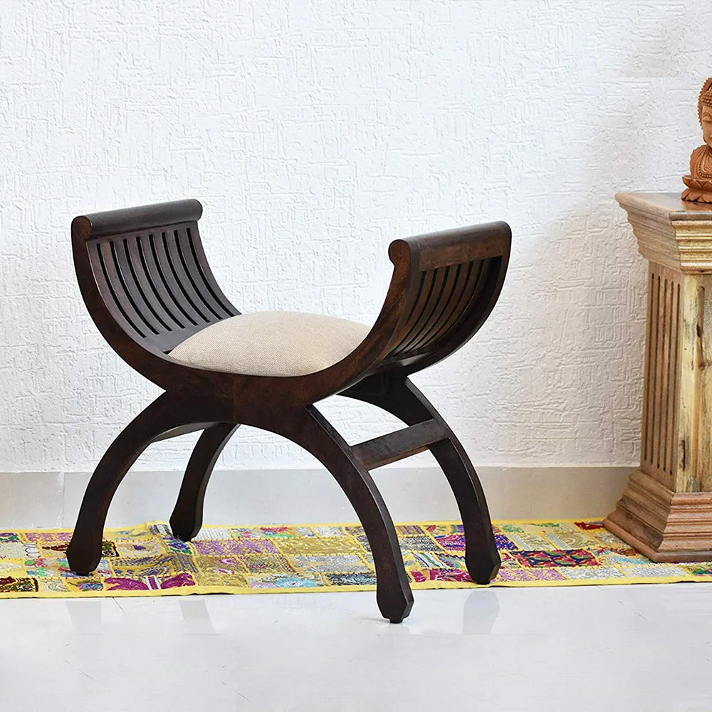 Senate Walnut Brown Sheesham Wood Single Settee Sofa