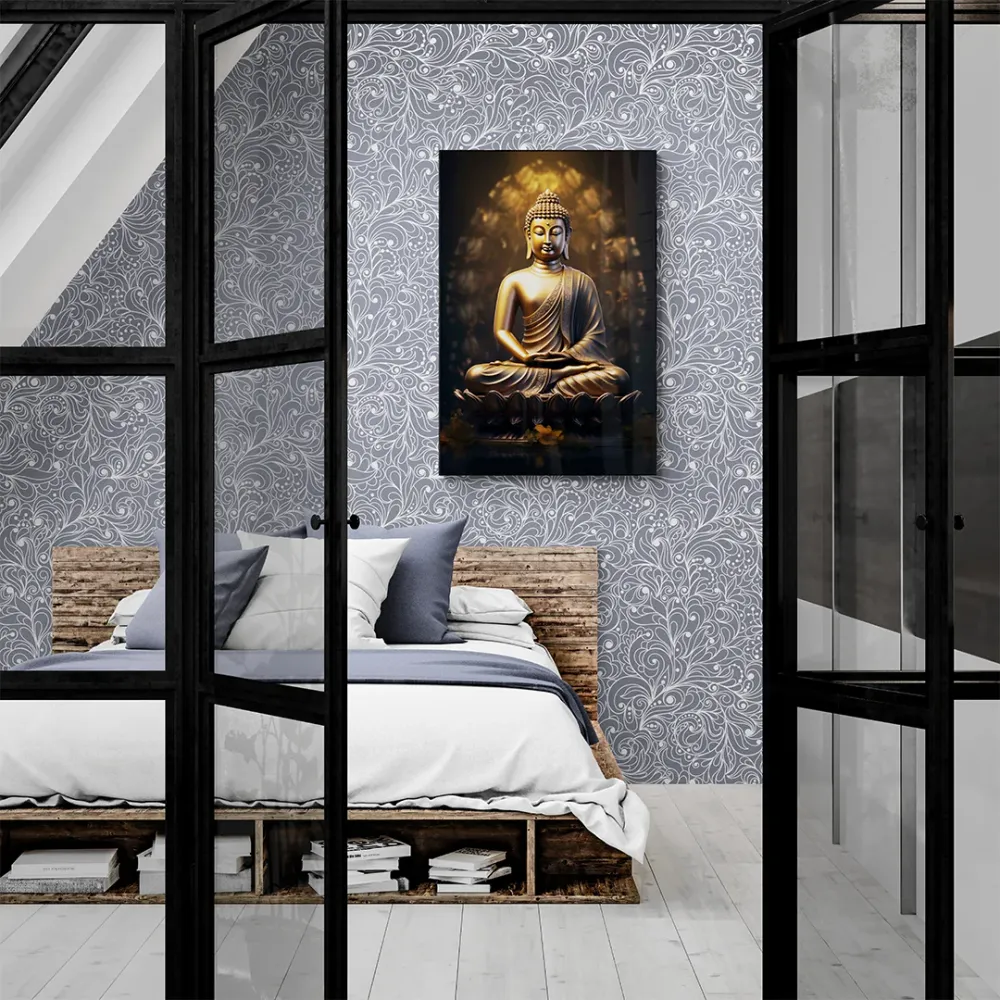 Serene Illumination Buddha Canvas Wall Painting With Frame