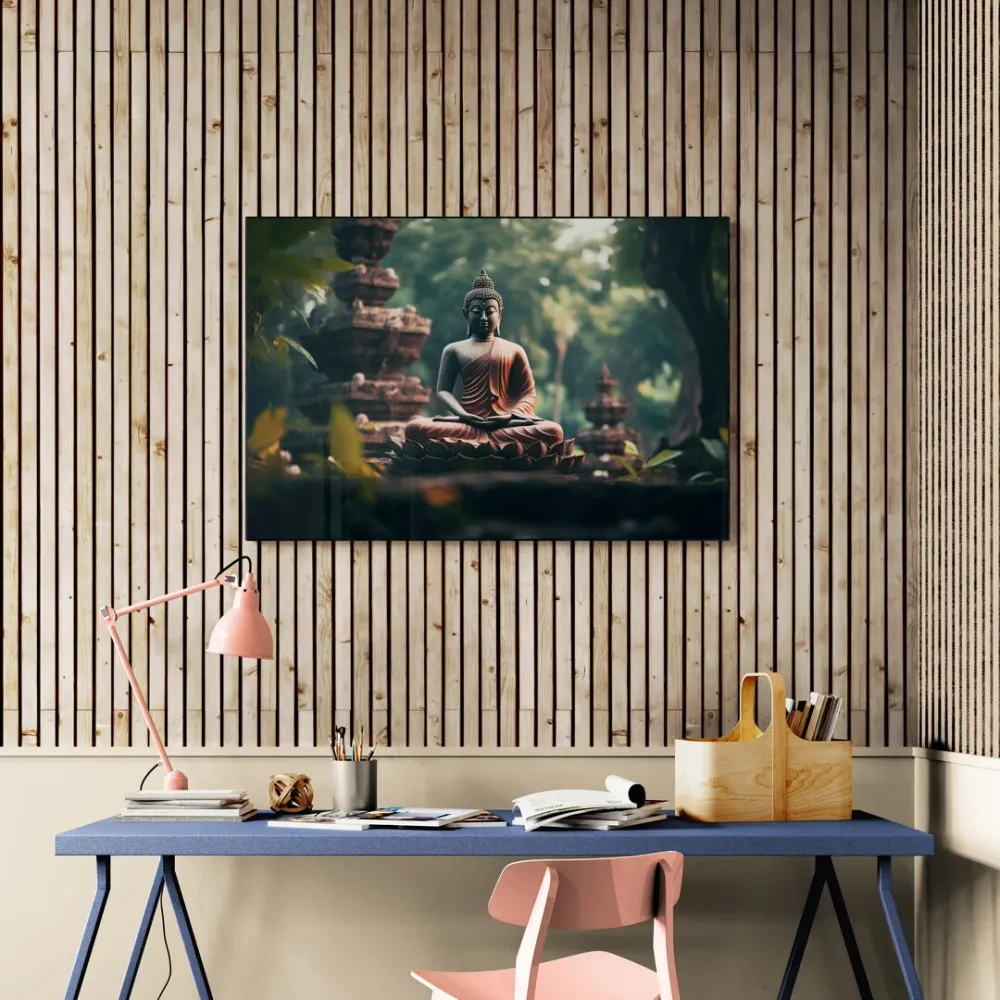Serene Reflections in Nature Buddha Canvas Wall Painting With Frame