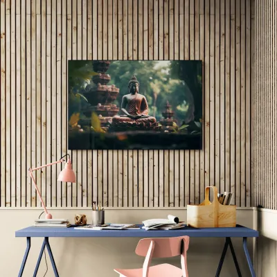 Serene Reflections in Nature Buddha Canvas Wall Painting