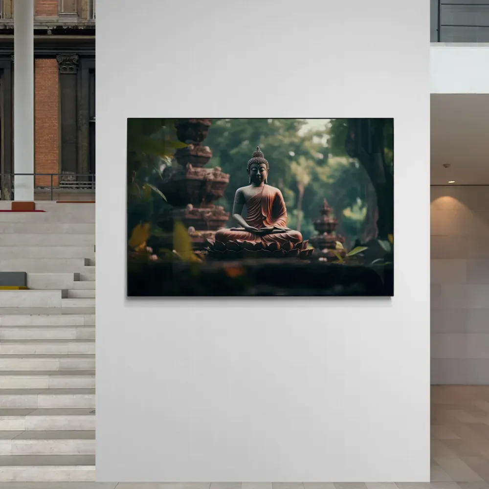 Serene Reflections in Nature Buddha Canvas Wall Painting With Frame