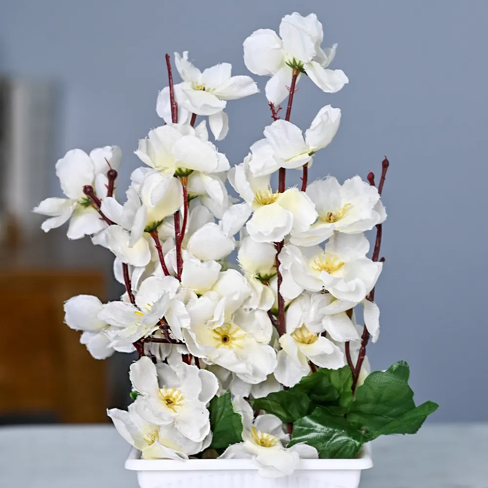 Serene White Artificial Orchid With Pot Single Piece