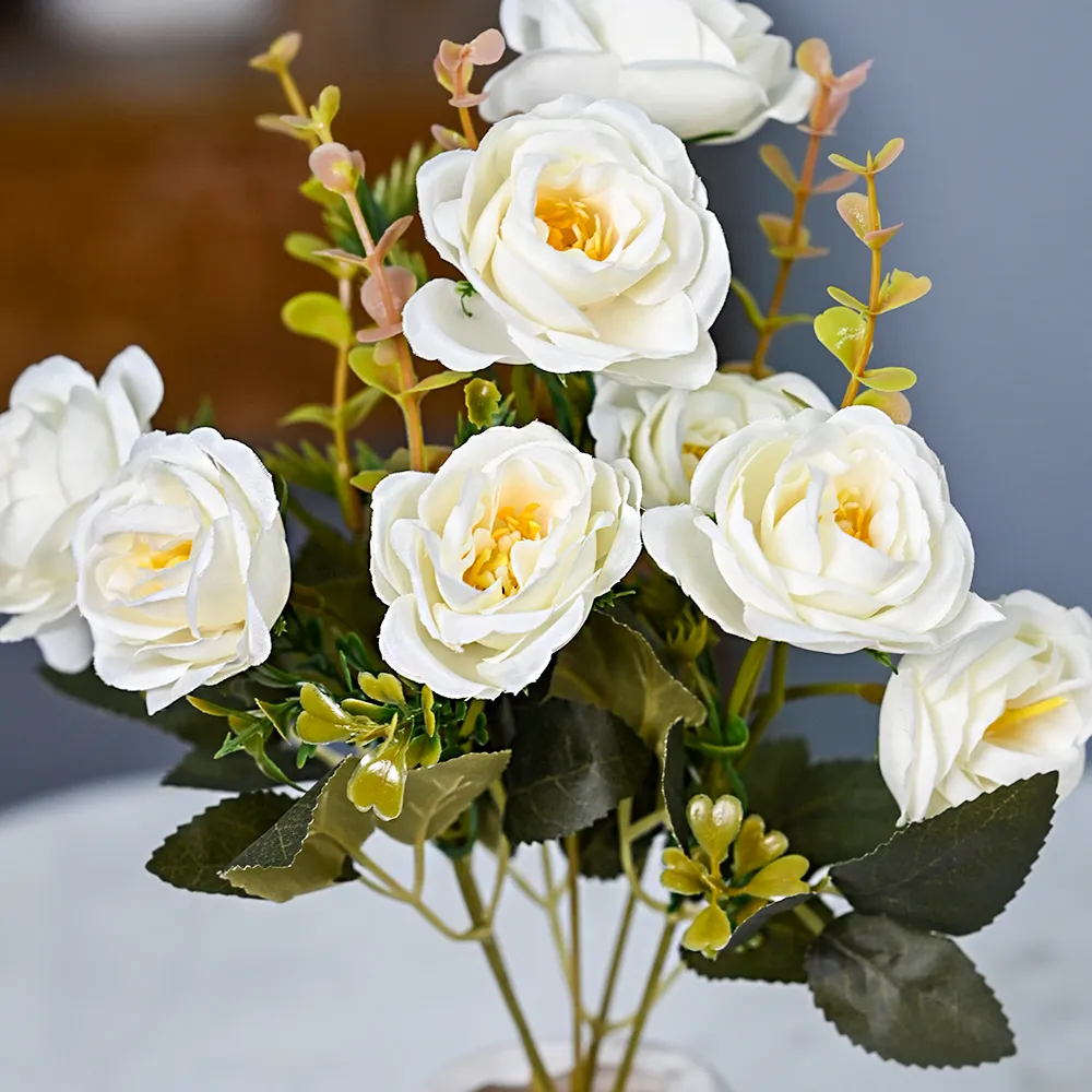 Serene White Roses Artificial Flower With Pot Single Piece