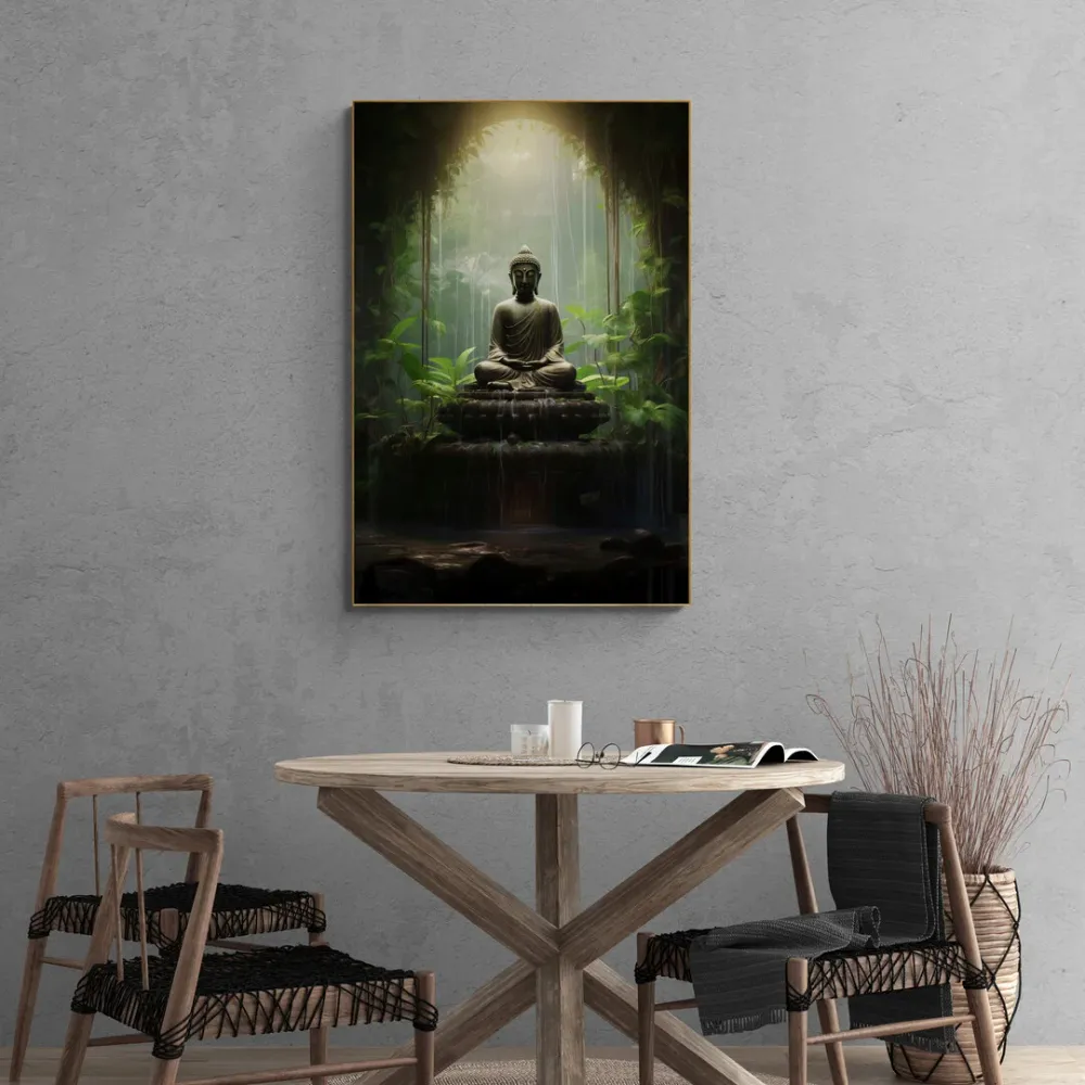 Serenity Amidst Nature Buddha Canvas Wall Painting With Frame