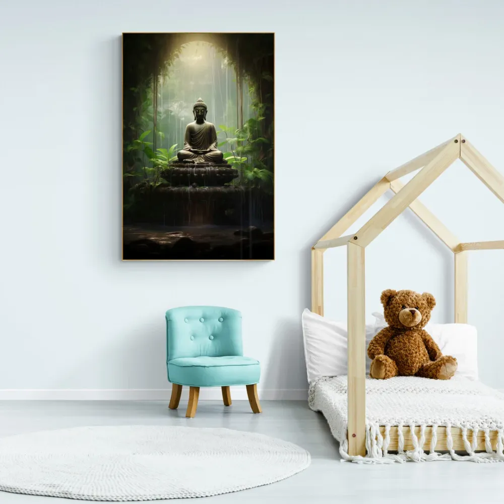 Serenity Amidst Nature Buddha Canvas Wall Painting With Frame