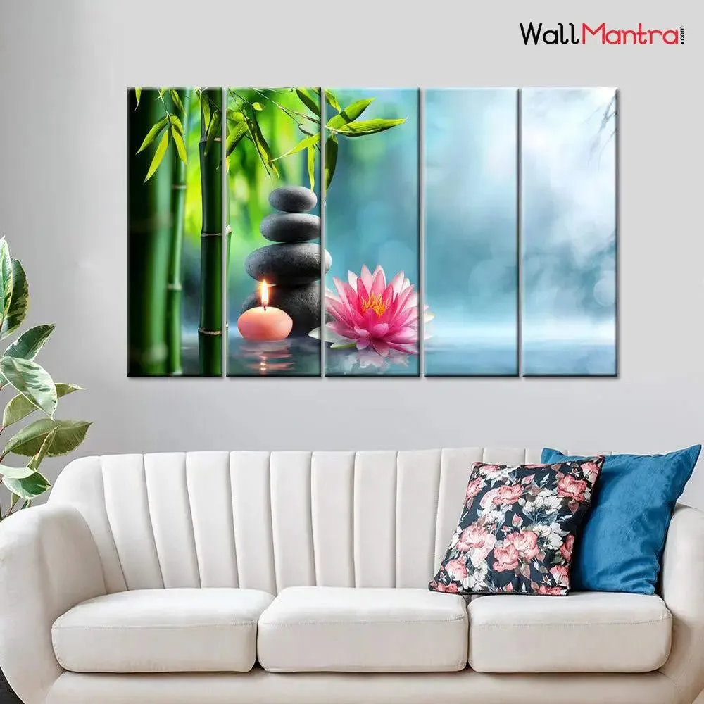 Serenity &amp; Meditation with Candles Wall Painting for Living Room, Bedroom, Office Decoration
