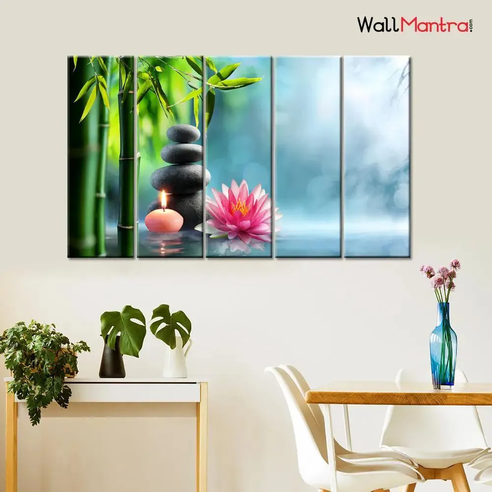 Serenity &amp; Meditation with Candles Wall Painting for Living Room, Bedroom, Office Decoration
