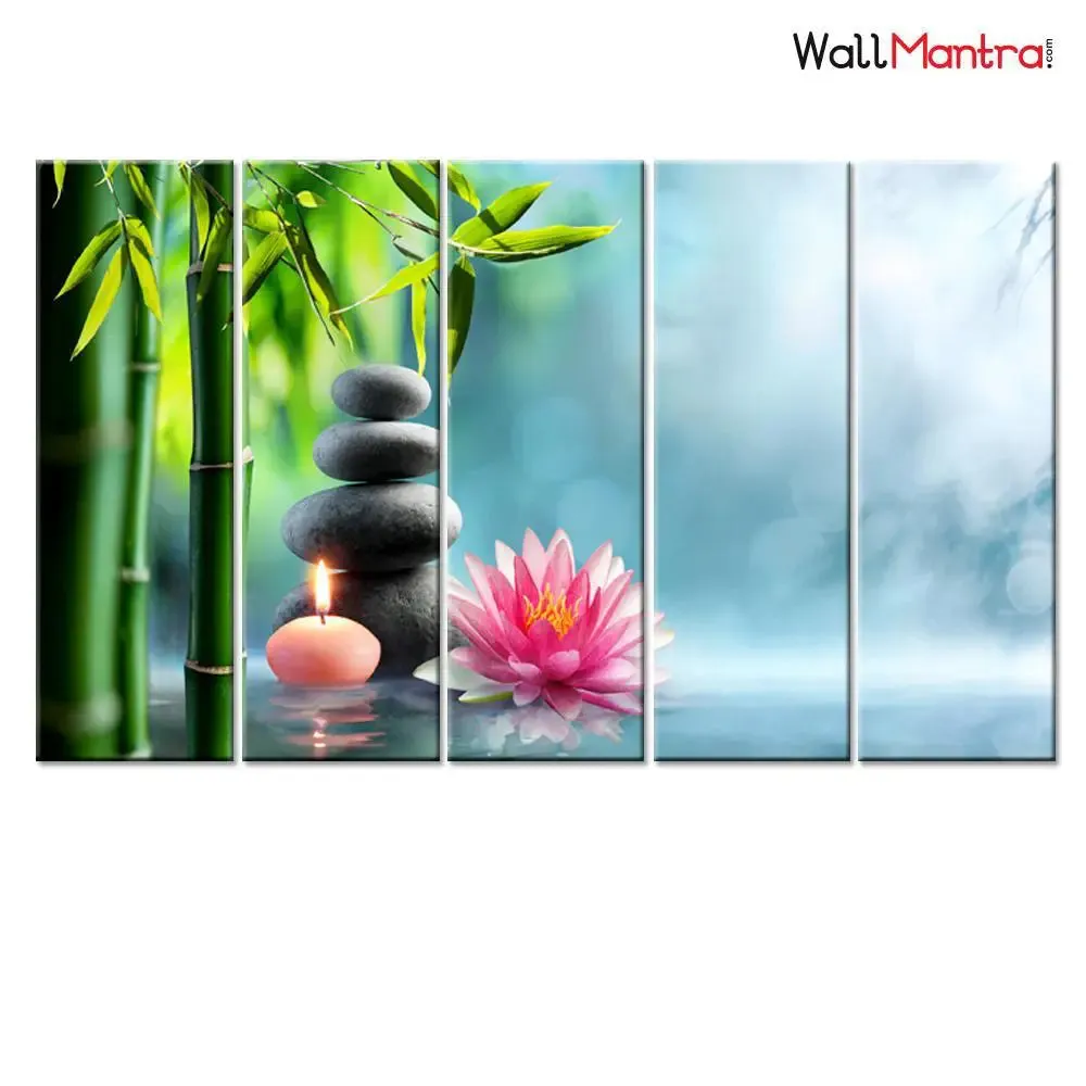 Serenity &amp; Meditation with Candles Wall Painting for Living Room, Bedroom, Office Decoration