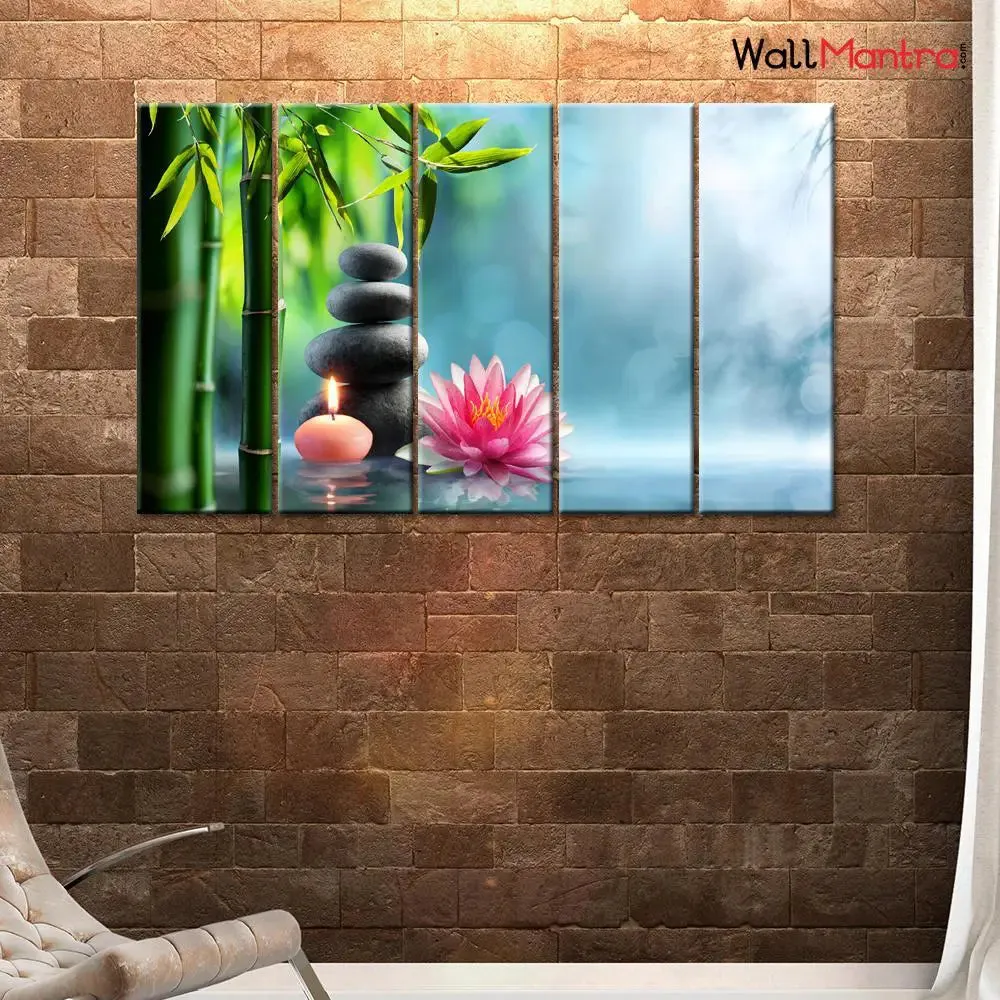 Serenity &amp; Meditation with Candles Wall Painting for Living Room, Bedroom, Office Decoration