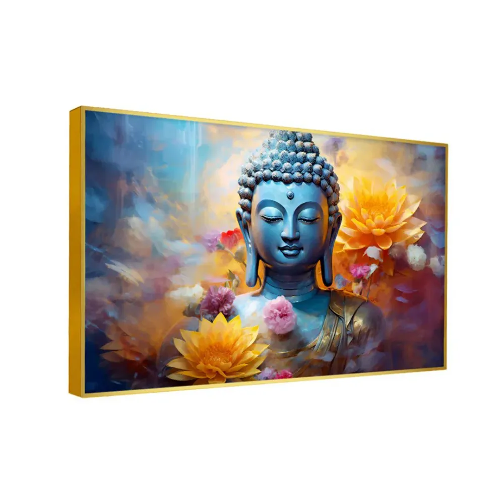 Serenity in Sapphire Buddha Canvas Wall Painting With Frame