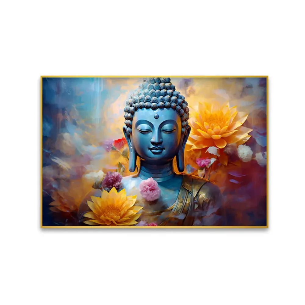 Serenity in Sapphire Buddha Canvas Wall Painting With Frame