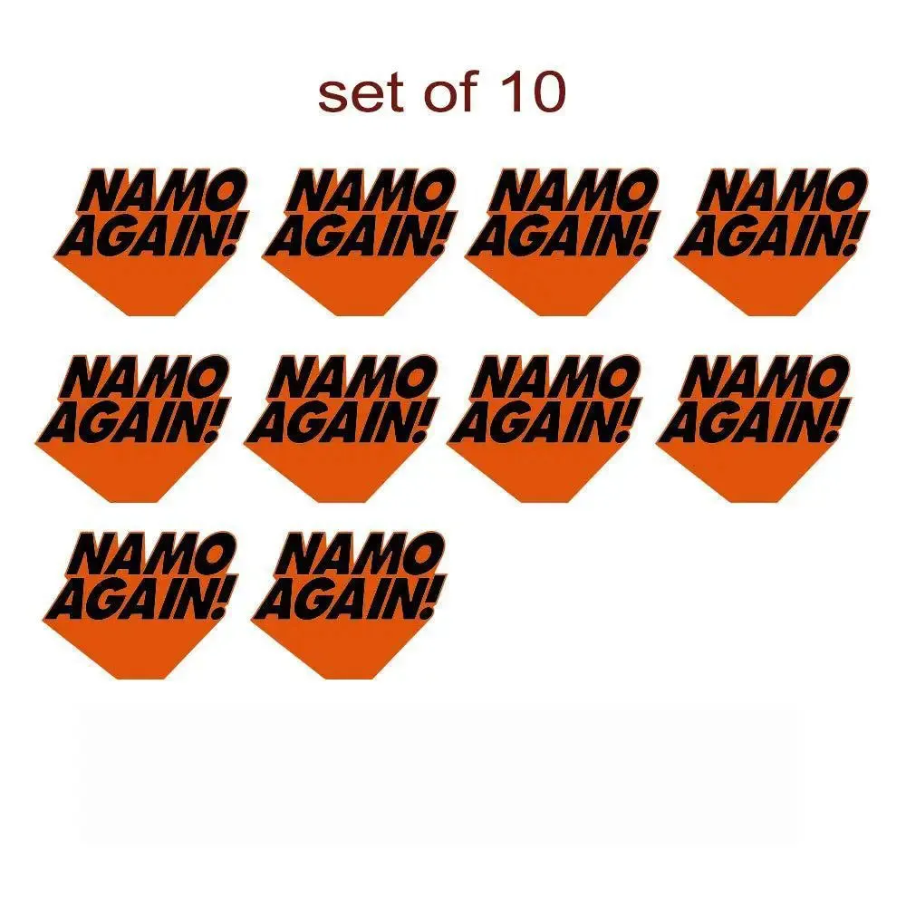 Set of 10 Namo Again Bike Sticker/Self Adhesive Peel and Stick DIY Vinyl Bick Graphics/Fits All Bick / 12 cm x 9 cm