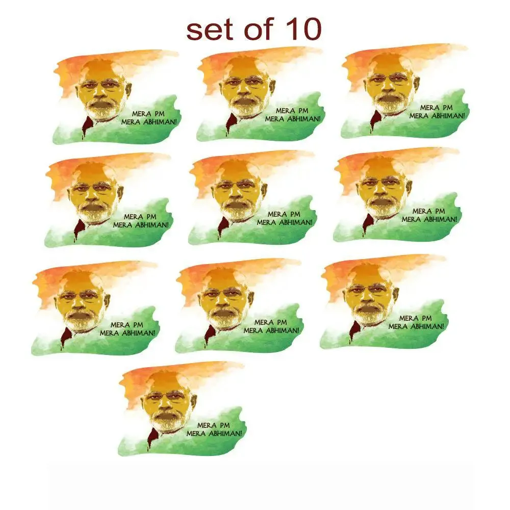 Set of 10 Namo Again Narendra Modi Car Sticker/Self Adhesive Peel and Stick DIY Vinyl Car Graphics/Fits All Cars / 30 cm x 24 cm