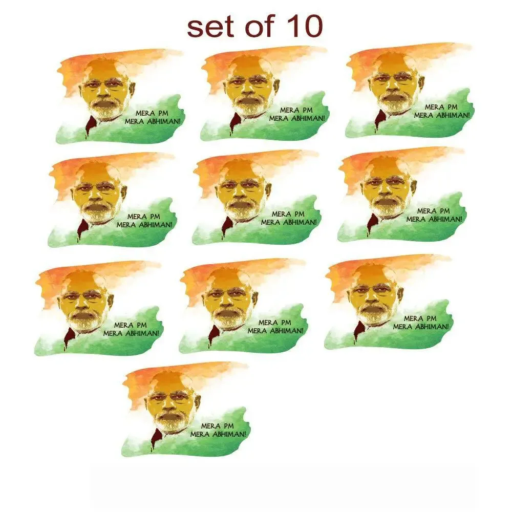 Set of 10 Namo Again Narendra Modi ji Scooty Sticker/Self Adhesive Peel and Stick DIY Vinyl Scooty Graphics/Fits All Scooty / 12 cm x 10 cm
