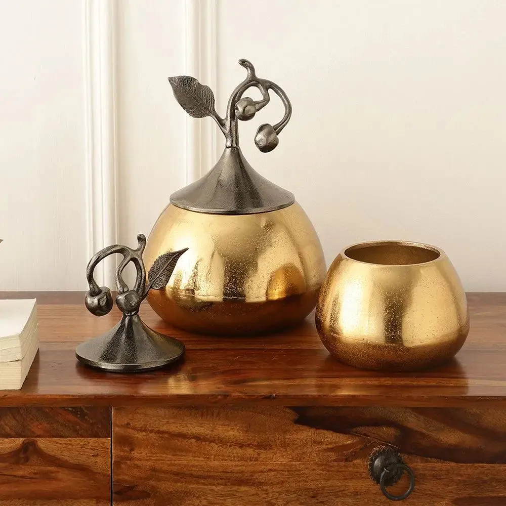 Set of 2 Cherry Vine Golden Décorative Box / Decorative Piece