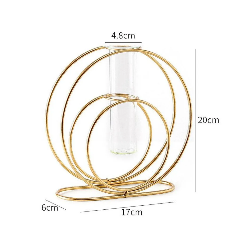 Set of 2 Metal Wire Glass Tube Vase