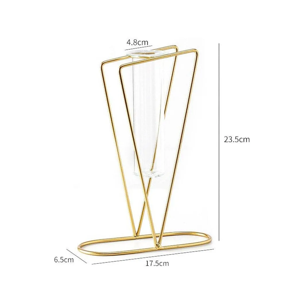 Set of 2 Metal Wire Glass Tube Vase