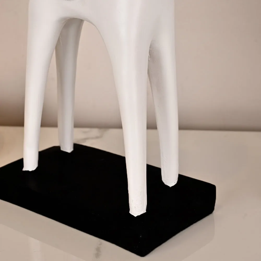 Set of 2 Serene White Horse Resin Showpieces with Gold Accents