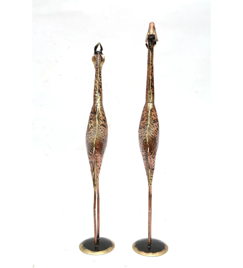 Set of 2 Stalwart Twin Giraffe Metal Animal Figurine / Showpiece