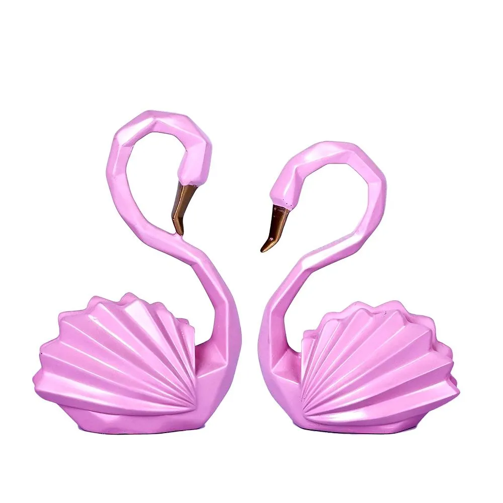 Set of 2 Swan Modern Art Table Accent