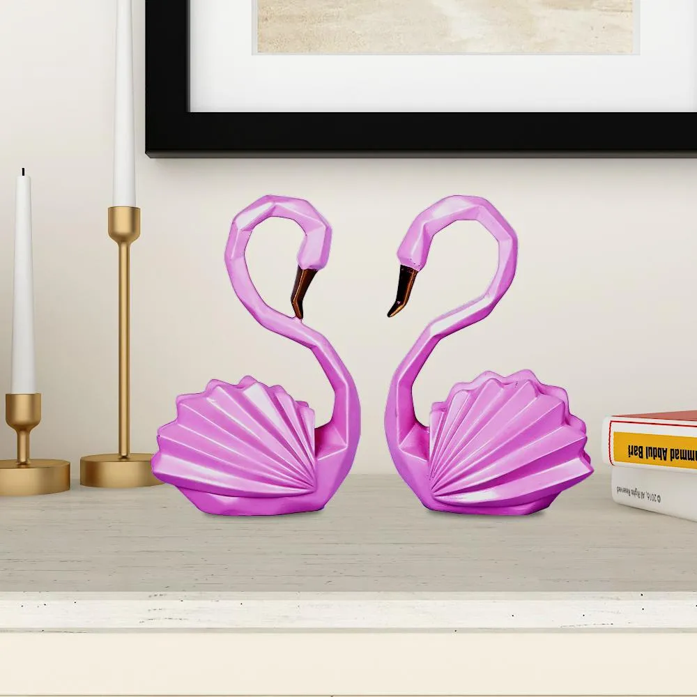 Set of 2 Swan Modern Art Table Accent