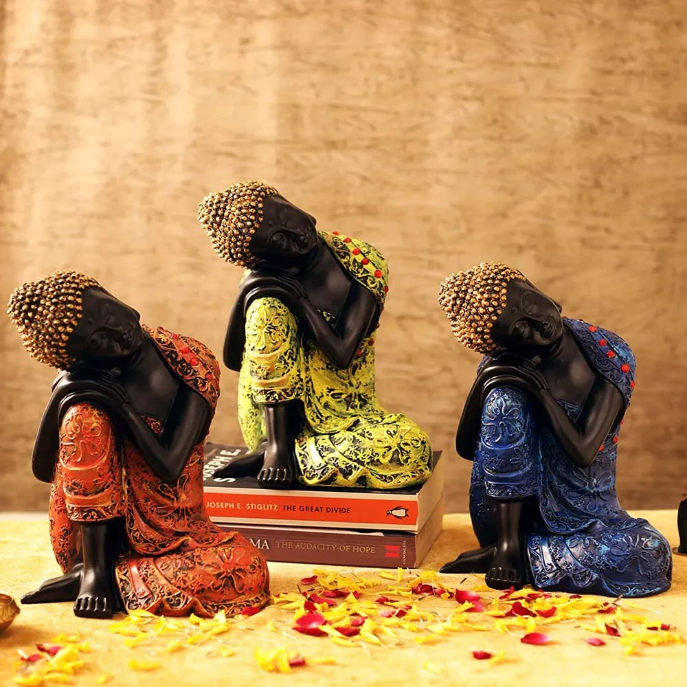 Set of 3 Attractive & Colorful Peaceful Buddha Showpiece
