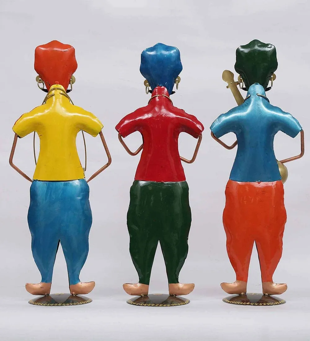 Set of 3 Bhangra Musicians Rajasthani Art Human Figurines / Showpiec