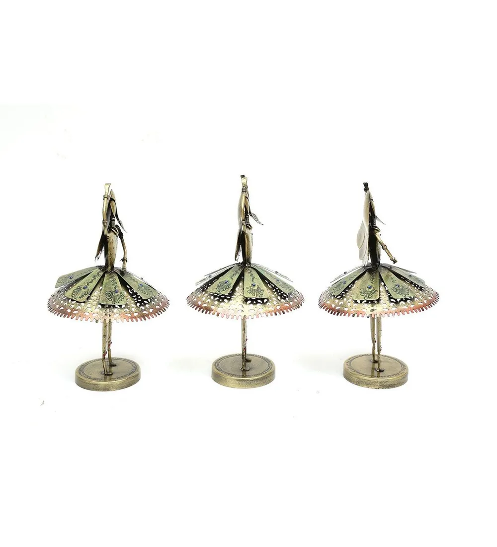 Set of 3 Exquisite Dancing Dolls Metal Figurine / Showpiece