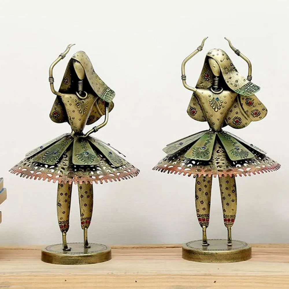 Set of 3 Exquisite Dancing Dolls Metal Figurine / Showpiece