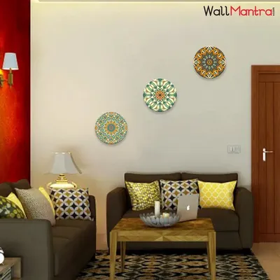 Set of 3 Mandala Round Shape Canvas wall Painting