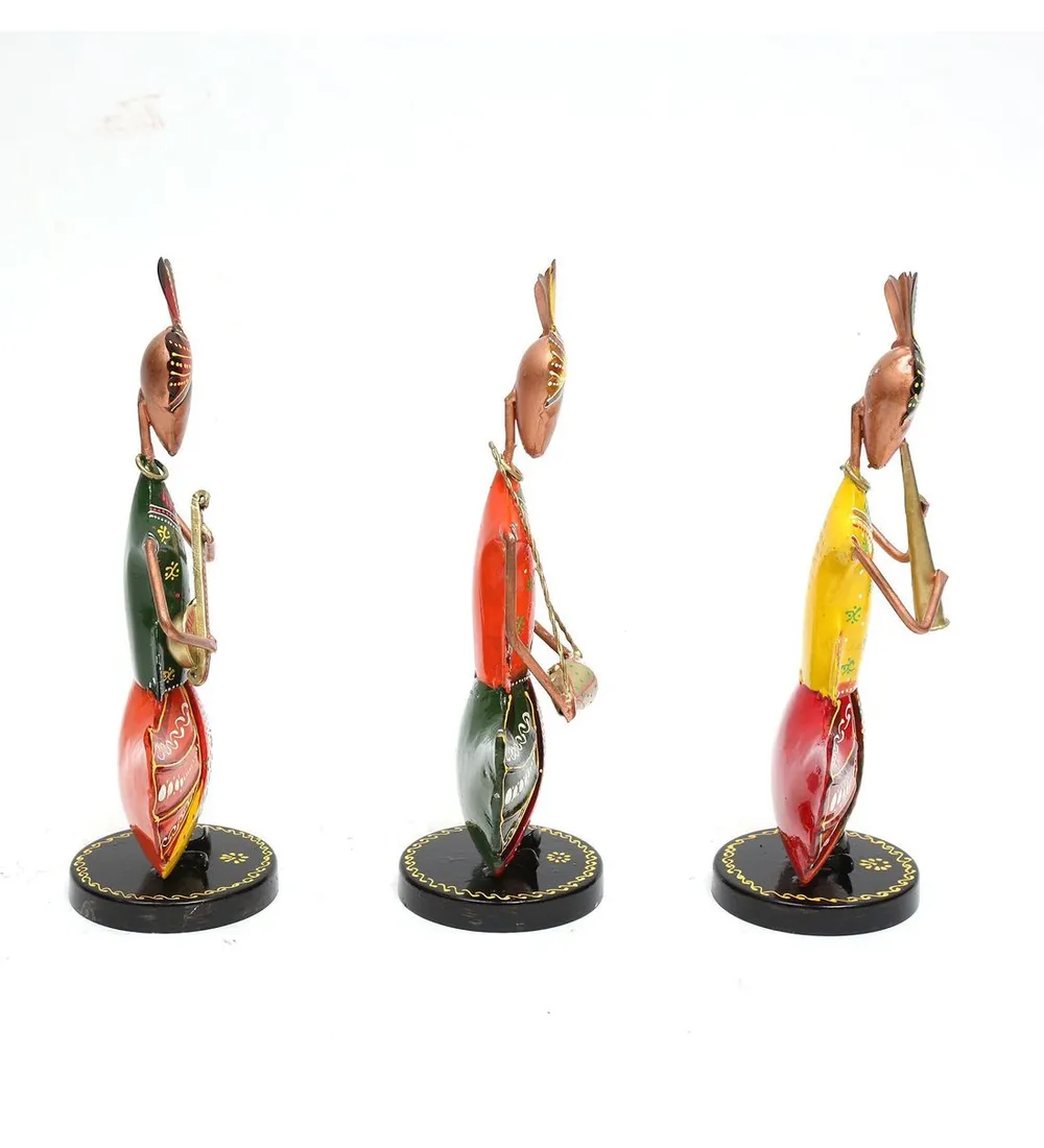 Set of 3 Punjabi Musicians Metal Human Figurines / Showpiece