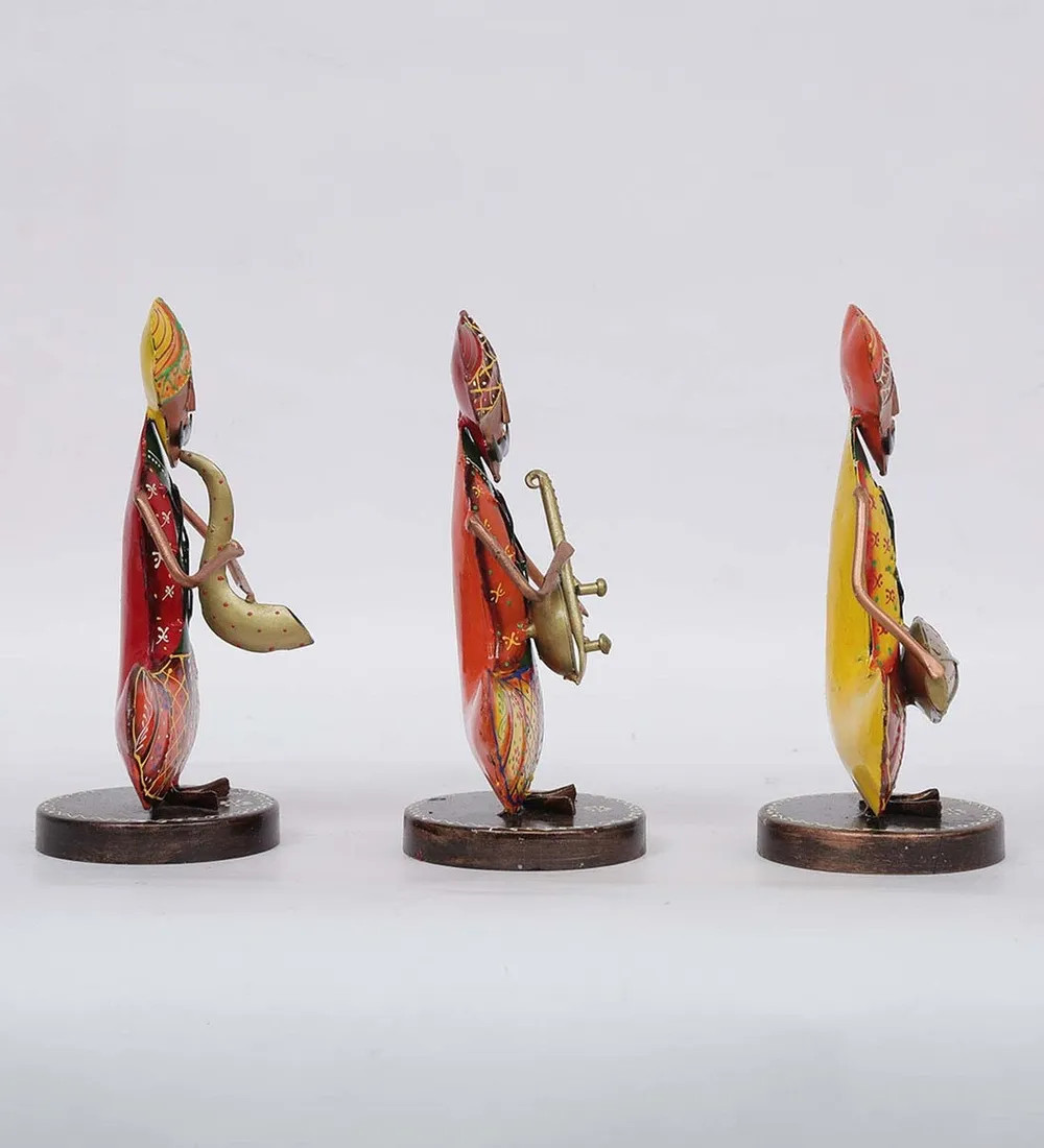 Set of 3 Sitting Men Happy Musician Figurines / Showpiece