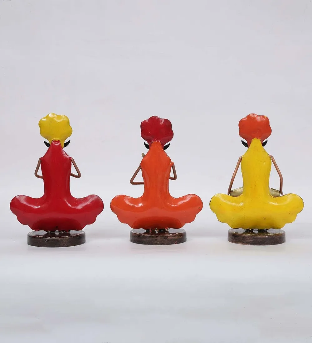 Set of 3 Sitting Men Happy Musician Figurines / Showpiece