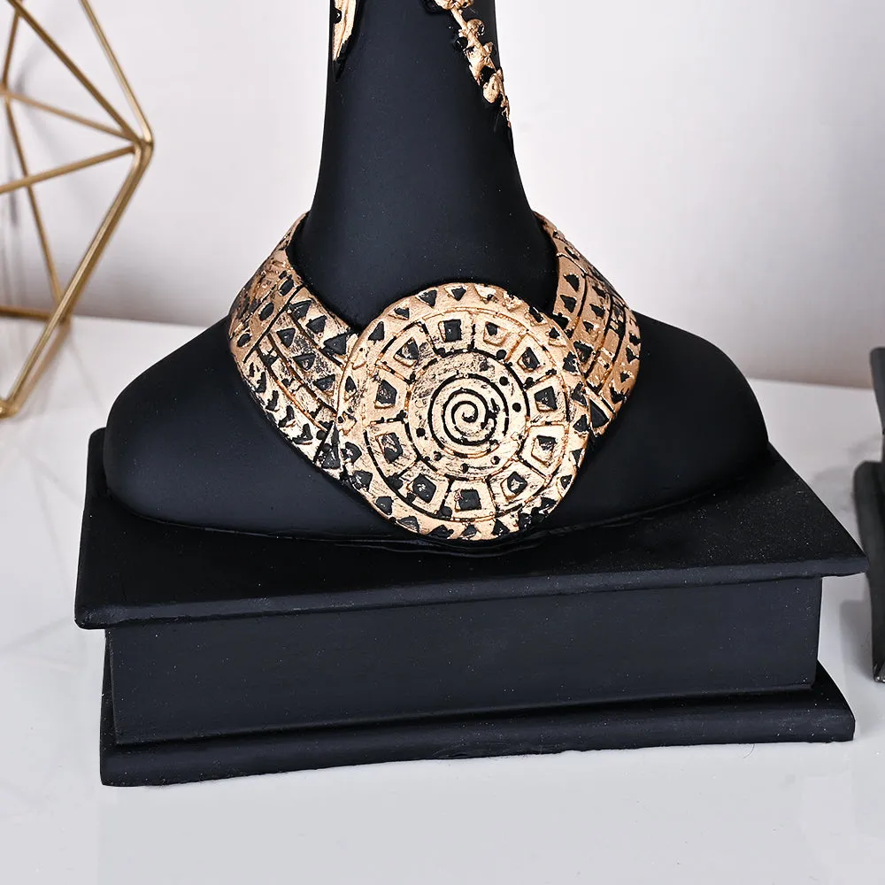 Set of 3 Stunning Black Lady-like Figurines with Gold Accents