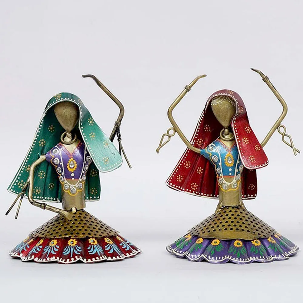 Set of 3 Traditional Art Dancing Women Metal Human Figurines / Showpiece