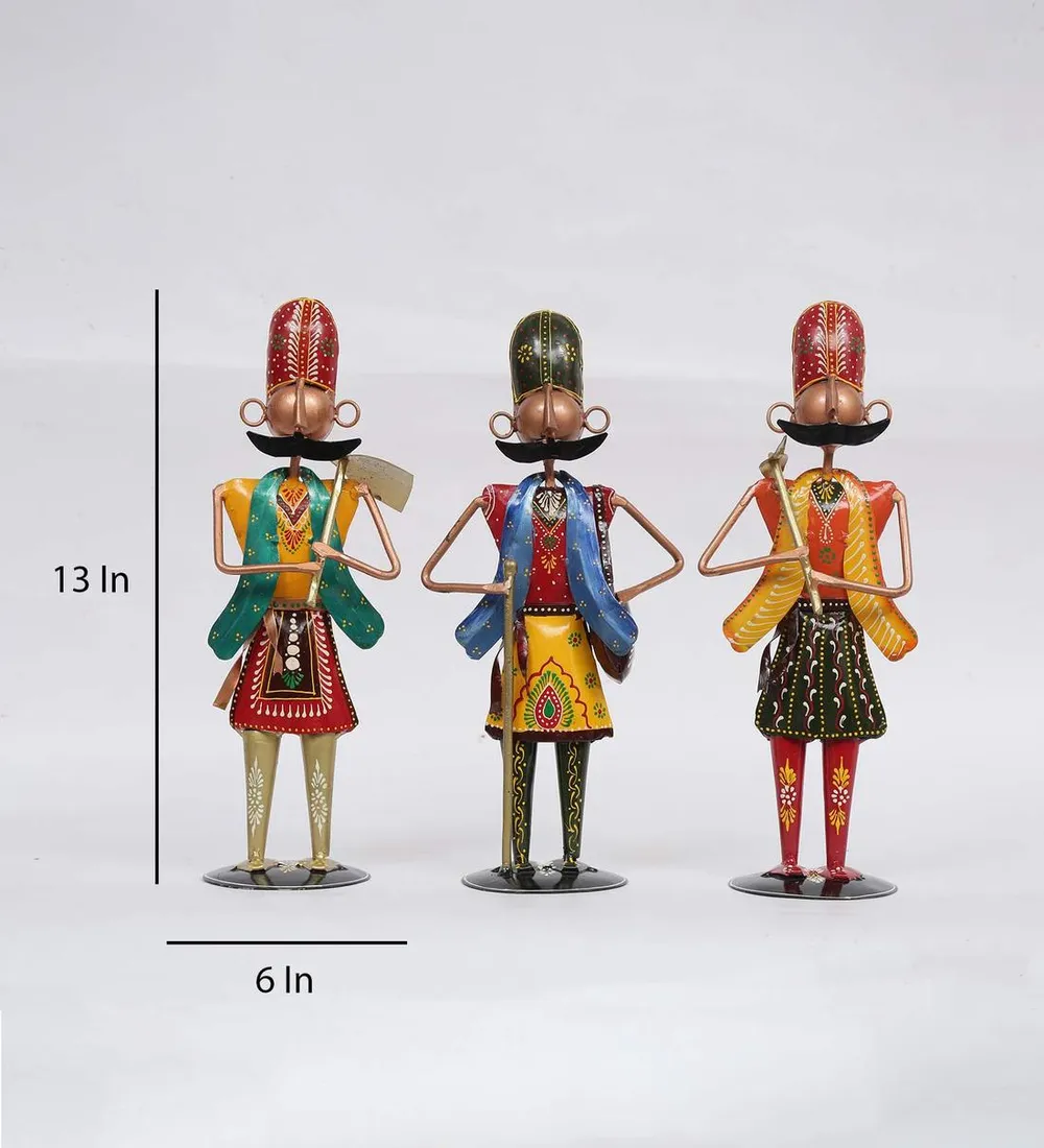 Set of 3 Traditional Farmers Metal Human Figurines / Showpiece