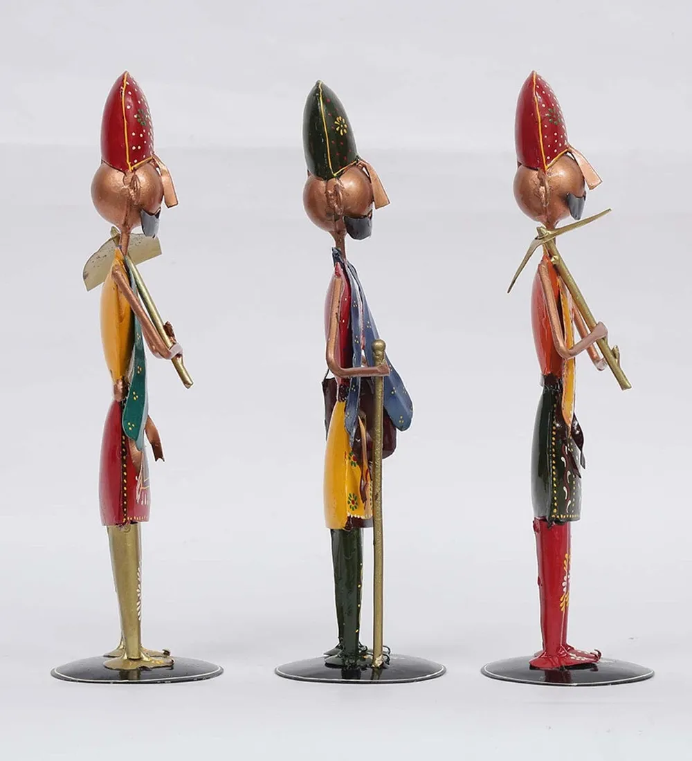 Set of 3 Traditional Farmers Metal Human Figurines / Showpiece