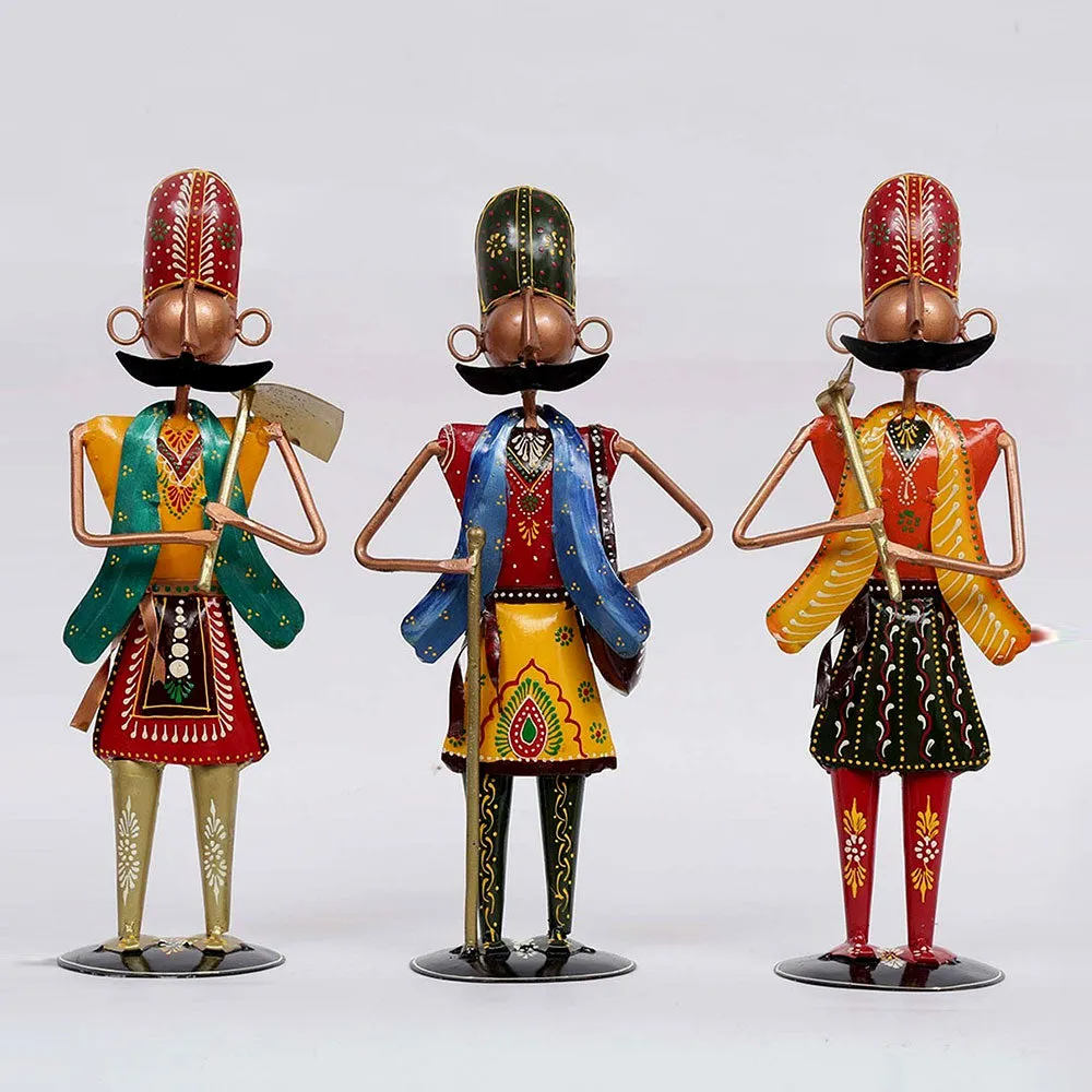 Set of 3 Traditional Farmers Metal Human Figurines / Showpiece
