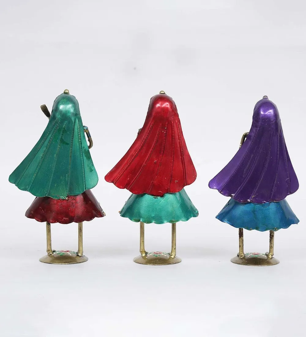 Set of 3 Tribal Lady Musicians Mini Human Figurines / Showpiece