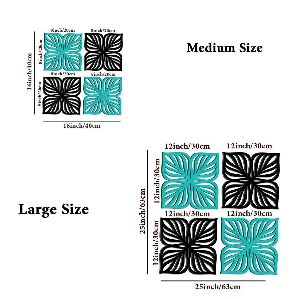 Set of 4 Flower Design Wooden Wall Hanging, Living Room Wooden Wall Decoration Medium(16 inch X 16 inch)