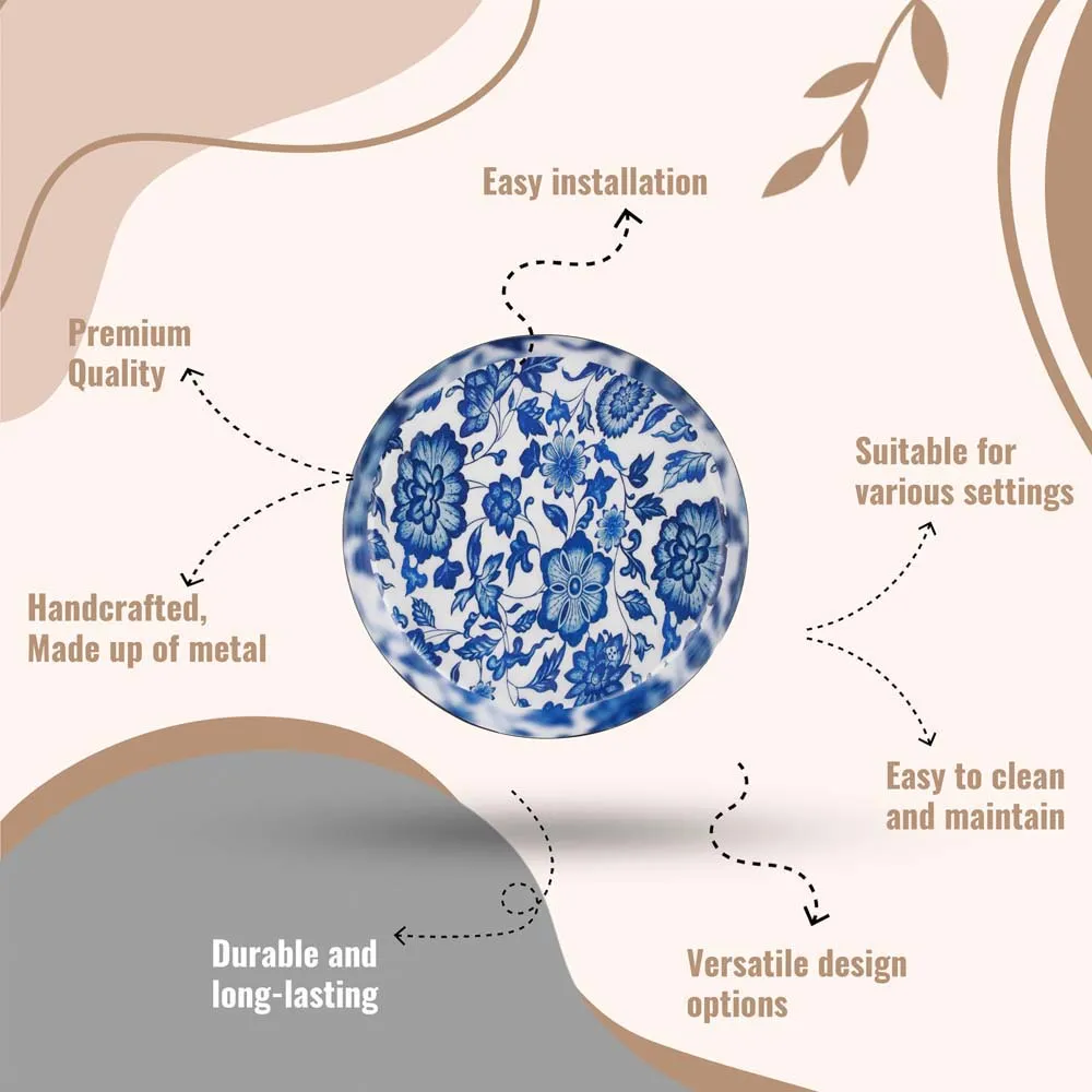 Set of 4 Handcrafted Rajasthani Blue Pottery Wall Decorative Plate Set