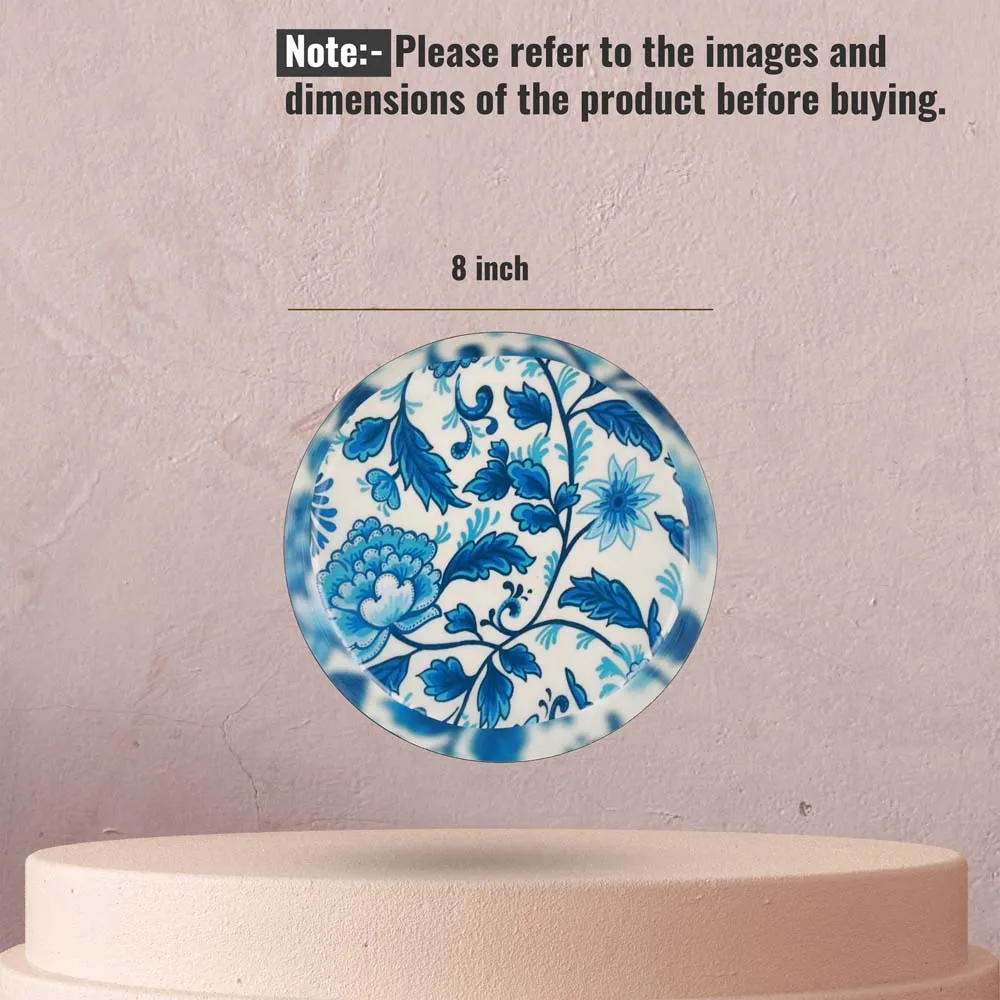 Set of 4 Handcrafted Rajasthani Blue Pottery Wall Decorative Plate Set