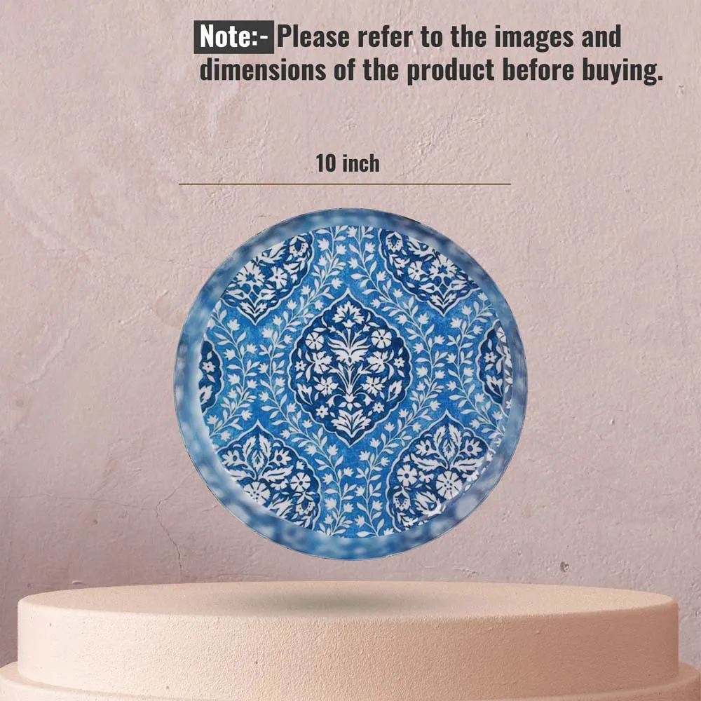 Set of 4 Handcrafted Rajasthani Blue Pottery Wall Decorative Plate Set