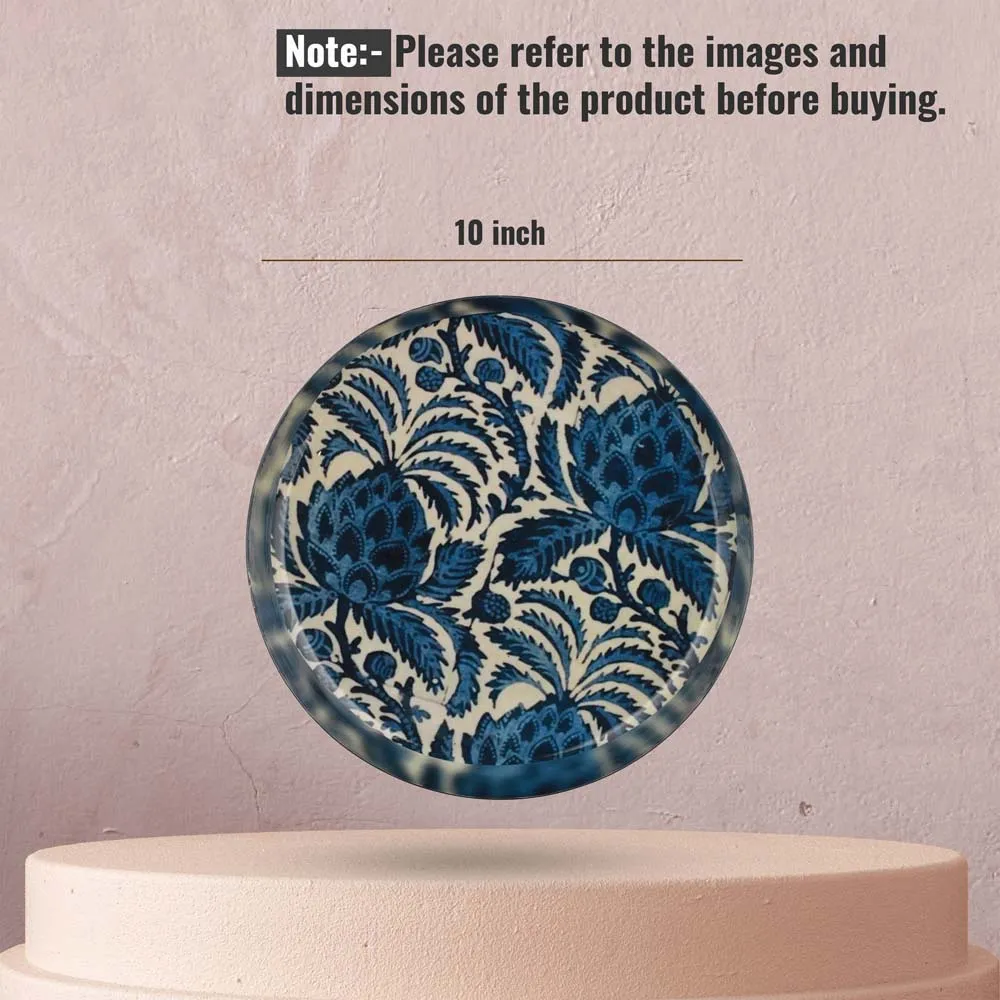 Set of 4 Handcrafted Rajasthani Blue Pottery Wall Decorative Plate Set