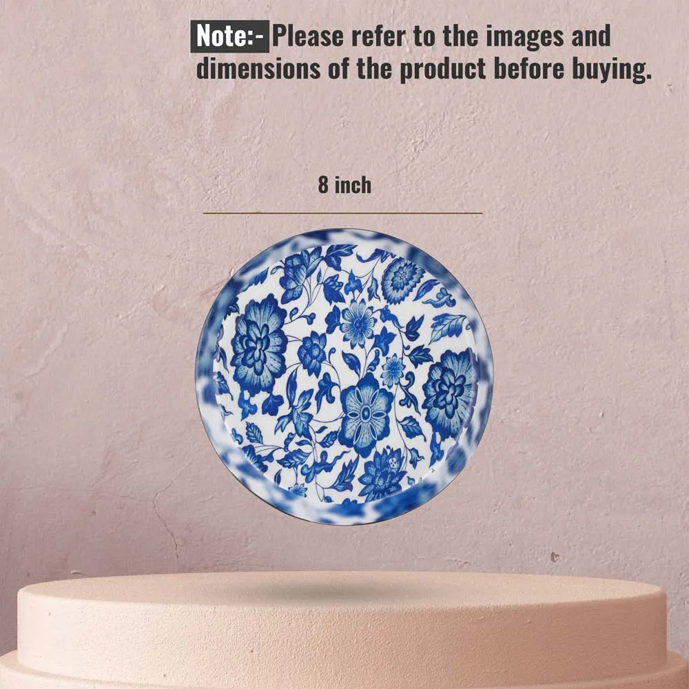 Set of 4 Handcrafted Rajasthani Blue Pottery Wall Decorative Plate Set