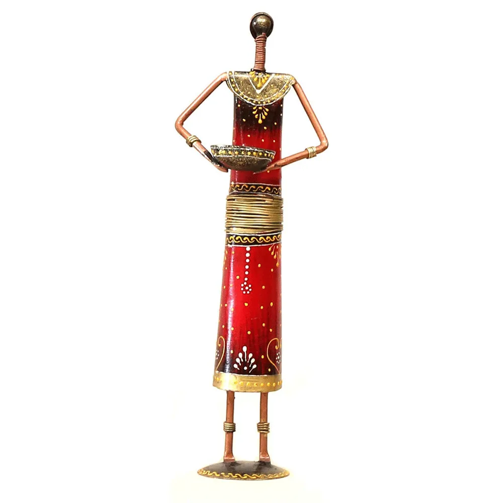 Set of 4 Tribal Women Metal Table Accents