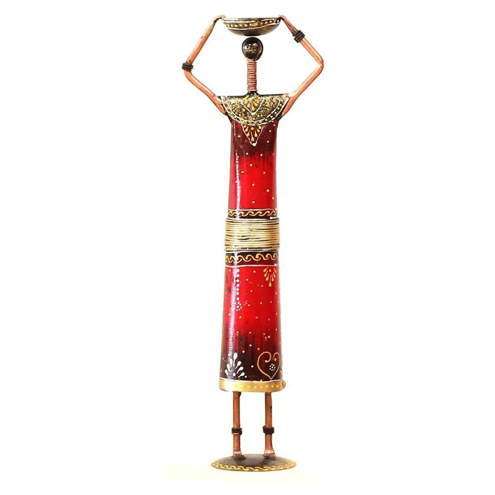 Set of 4 Tribal Women Metal Table Accents