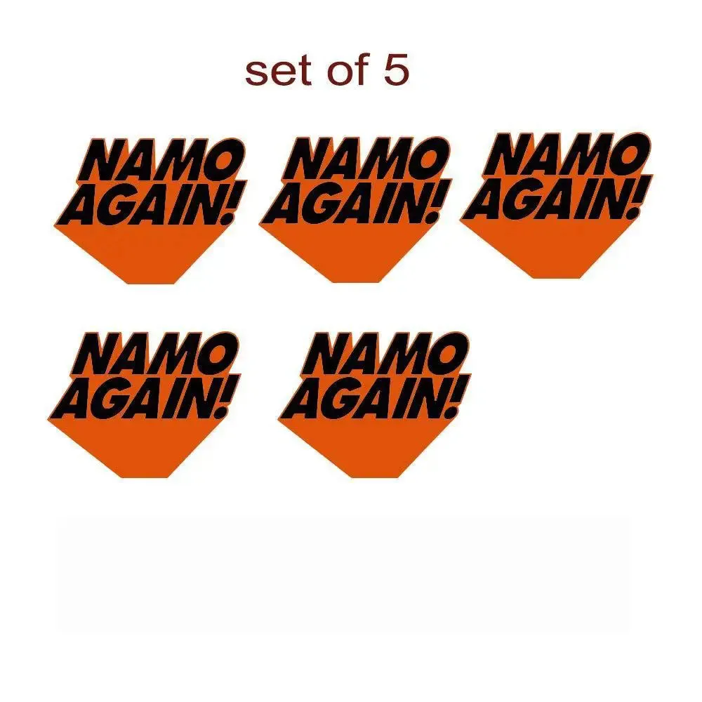 Set of 5 Namo Again Bike Sticker/Self Adhesive Peel and Stick DIY Vinyl Bick Graphics/Fits All Bick / 12 cm x 9 cm