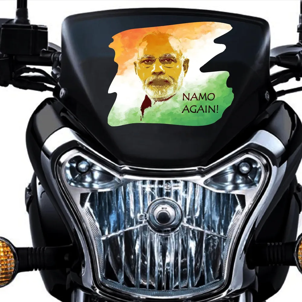 Set of 5 Namo Again Narendra Modi Bike Sticker/Self Adhesive Peel and Stick DIY Vinyl Bick Graphics/Fits All Bick / 12 cm x 10 cm